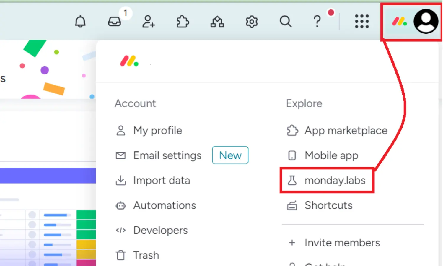 Navigate to Monday Lab