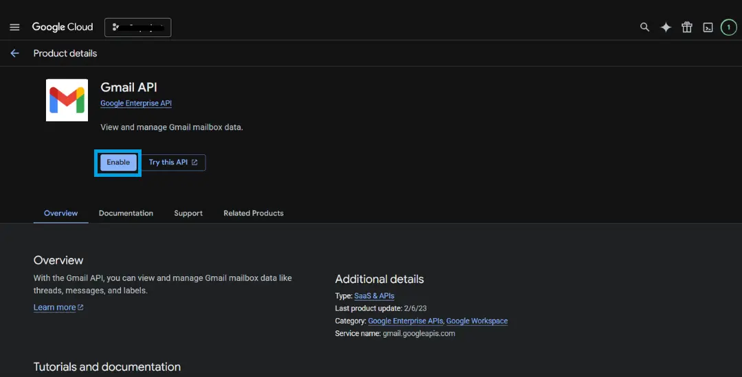 enable gmail api for n8n integration