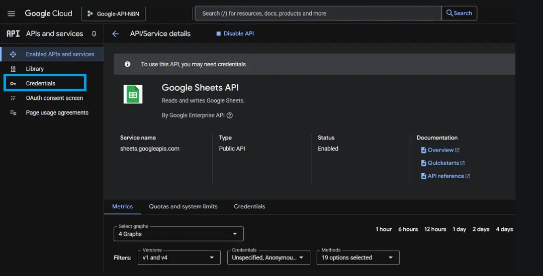 google api services credentials