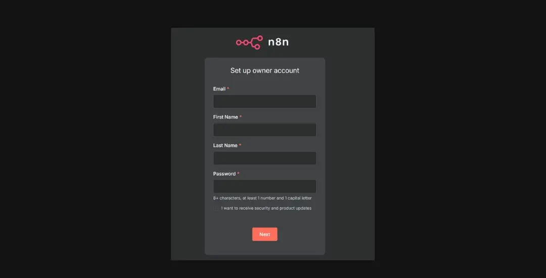 setup n8n owner account