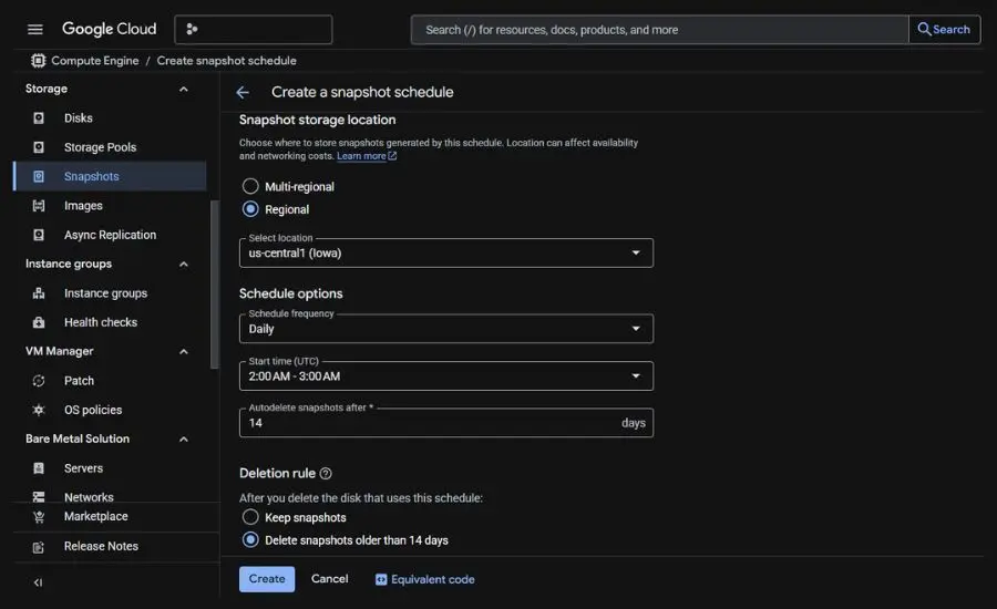 n8n-vm-backup - Select schedule