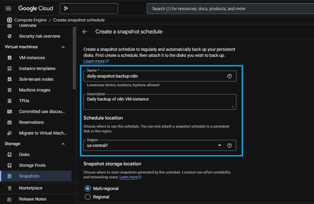 n8n vm backup set schedule
